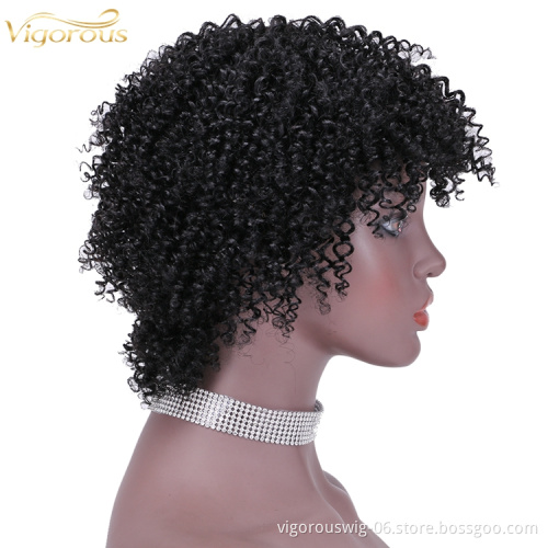 Short bob afro curly wholesale inch pixie cut wave black cheap glueless brazilian real human hair wigs black women